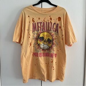 Metallica Distressed Orange Graphic T-Shirt